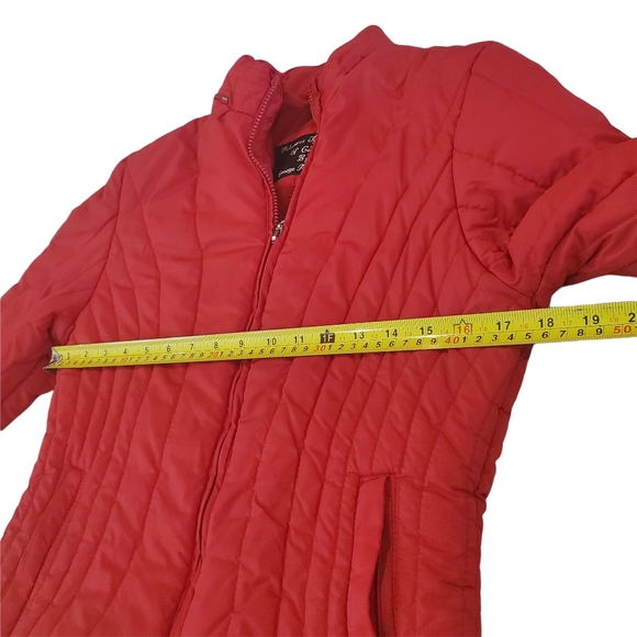 Puffer Quilted Winter Womens Jacket By George Palomares Red Size Small - Picture 5 of 8